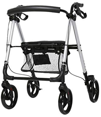 sjdoPulse Standard-Gehgestelle Transport-Rollator Mit Sitz Und 4 Rädern – Leichter, Zusammenklappbarer Rollator Für Senioren – Kompakte Mobilitäts-Gehhilfenhöhe