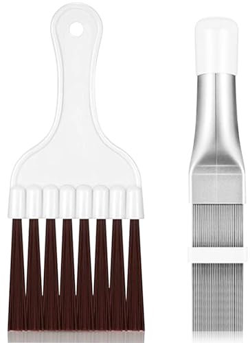 2 Brosse de Nettoyage de Climatiseur,Nettoyage Pour Climatiseur Split,Nettoyage Climatisation Brosse,Tool Brush,Aileron Nettoyage du,Refroidisseur Climatisation Acier Inoxydable,Outil Nettoyage l'air