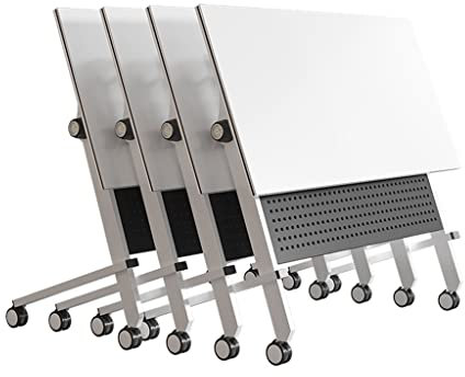 Mobiler Trainingstisch mit Klappdeckel, faltbarer Besprechungstisch mit feststellbaren Rädern, einfach zu implementieren und zu verwenden (weiß, 160 x 60 x 75 cm), tragbare und praktische Lösung für