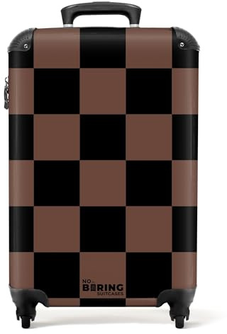 NoBoringSuitcases.com® Valise Cabine 55x35x25, Valise à roulettes, Bagages Rigide, Suitcase Légère, Trolley Cabine avec Blocs - Noir et Marron, Valise 10kg, Valise pour Avion