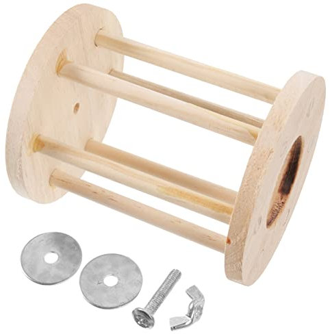 Happyyami Wooden Rabbit Feeder and Hamster Grass Rack Cage Holder with Fence Design Pet Hay Feeder for Small Animals