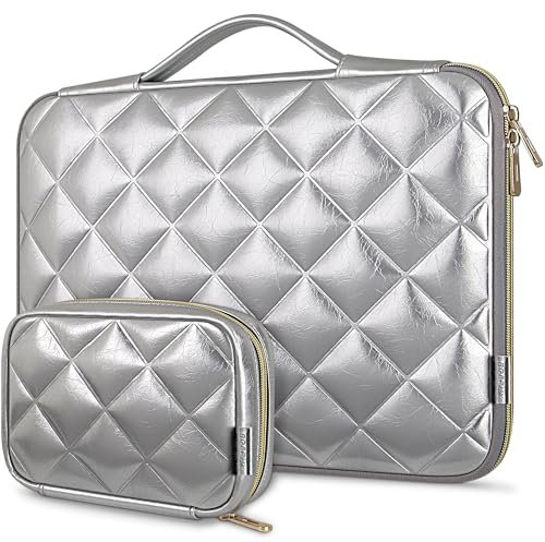ROEPHY 14 Inch Laptop Sleeve Case with Accessories Pouch, Waterproof PC Bag for 14 Inch Laptops/Chromebook 14 / Lenovo IdeaPad ThinkPad/HP Pavilion 14 Stream 14 / Dell/MSI, Silver