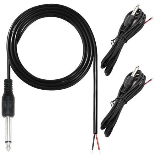 RUNCCI-YUN 3 Stück 6.35mm 1/4 TS zu blankem Draht,6.35mm Audiokabel Lautsprecherkabel TS Pigtail Kabel,Gitarrenkabel Mono Stecker Kabel für Mikrofon-Lautsprecherkabel Reparatur (1.5M/4.92FT
