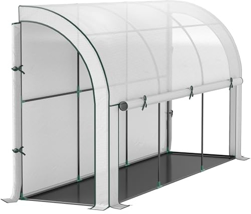 Serra Outsunny con porta a rullo, serra invernale in film d'acciaio, serra per balcone, giardino, casa del pomodoro con protezione UV 300x80x157cm serra del pomodoro per ortaggi fiori piante bianco