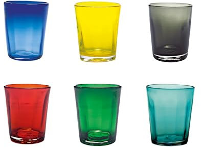 Zafferano BEI Tumbler Set – Elegantes vasos de cristal en azul, amarillo, marrón, rojo, verde y verde mar
