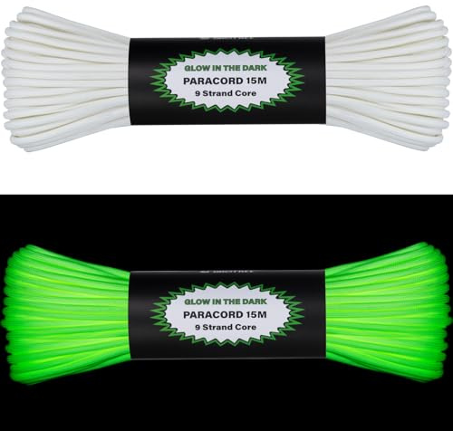 Brotree Paracord Fluoreszierende Leuchtend Im Dunkeln Schnur Seil 4mm 30M | 250kg (550lbs) Bruchlast, 9 Kern, 100% Nylon, Paracord 550, Basteln, Heimwerken, Zelt, Camping