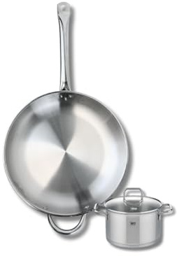 ELO 9698550 Elo Profi - Juego de utensilios de cocina (2 piezas, 1 sartén de 32 cm y 1 olla de 14 cm, acero inoxidable, inducción