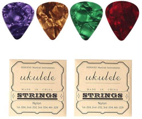 6 PiècesContient 2 jeux de cordes et 4 celluloïd Concert/Soprano Cordes en nylon à extrémité à boule pour ukulélé