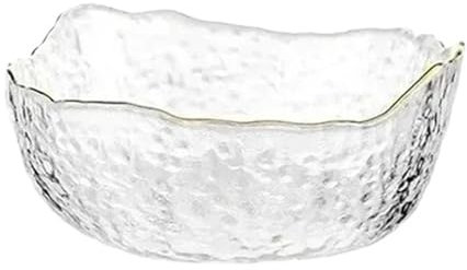 Ensaladera Cuenco de cristal con forma de martillo Irregular for cena, platos de frutas con borde dorado, herramientas for ensalada, vajilla de cocina for aperitivos pequeños decorativos, 2 uds.(Gold-