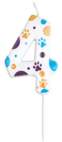 Geburtstagskerzen Zahlen 4, Blaue Hundepfotenkerze Geburtstagskerzen Kerze, Tortendeko Geburtstag, Cartoon Themen für Mädchen Jungen Kinder Geburtstagskerzen Torteparty Deko