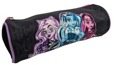 mybagstory Monster High skolväska - barnväska för flickor med 1 fack - 21,5 x 7,3 x 7,3 cm - dragkedja - officiell produkt, Monster High - svart, Enfant, Klassisk