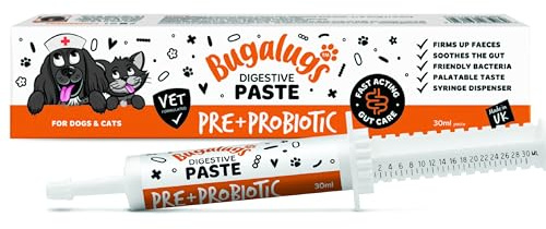 BUGALUGS Dog Probiotic Digestive Paste for Dog & Cat - Gut Health, Digestive Supplements with Fast-Acting Ingredients for Dogs & Cats (30ml)
