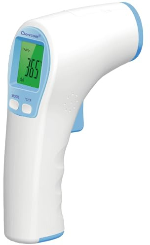 Berrcom Termometro Febbre Infrarossi Termometro Neonato Senza Contatto Termometro Digitale per la Fronte con Allarme Febbre, Lettura Istantanea