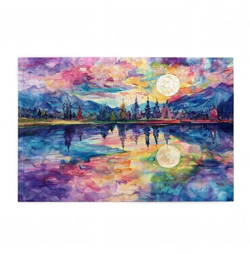 Abstrakt Puzzle Baum Puzzle Große 2000 Teile Erwachsene, Clevere Rätsel, Geschicklichkeitsspiel für die Ganze Familie, Holz Farbenfrohes Jigsaws mit Geschenkbox Verpackung, Zimmer Deko 99x70cm D-715