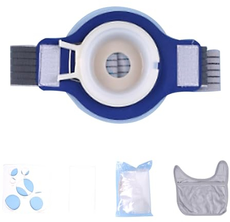 Stomiband för Män och Kvinnor, Stomibandage med Skärbar Håldiameter, Abdominellt Stomibandage med 40 Transparenta Påsar för Stomipatienter(L)