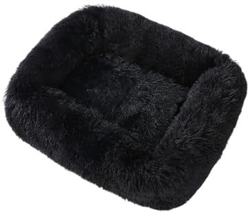 Mateju Hundebett Rechteckig Flauschig, Plüsch Haustierbett Katzenbett Flauschig Weiche Warme Hundekissen mit rutschfest Unterseite Katzenkissen für Mittelgroße Kleine (Schwarz B,XS 45x35cm)