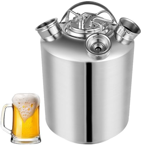 3-Kopf 10L Bierreinigungsfass, Reinigungsbehälter Edelstahl Bierleitungsreinigungsgerät Bierfass Biermaschine Reinigungsbehälter mit Deckel Zum Reinigen von Fassbiermaschinen Milch-Tee-Maschinen