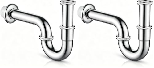 Ibergrif Sifón Ajustable 0-30 mm para Fregadero y Lavabo 1 1/4″×32 mm con Conexión para Lavadora Acero Inoxidable Cromado M20506 (Paquete de 2)