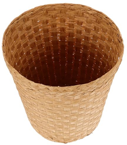 MOTHNUR Cubo de Basura de Estilo Pastoral Tejido en Paja Resistente y Duradero Detalles Delicados Adecuado para Oficina y Sala de Estar