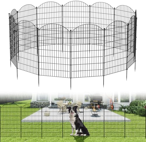 SUNYRISY 13 Panels Metall Gartenzaun Steckzaun 100cm H | 8,5 m L Hundezaun Mit Tür, Hühnerzaun Mobiler Zaun Begrenzungszaun für Haustier, Tierbarriere, Bordüre für Hof