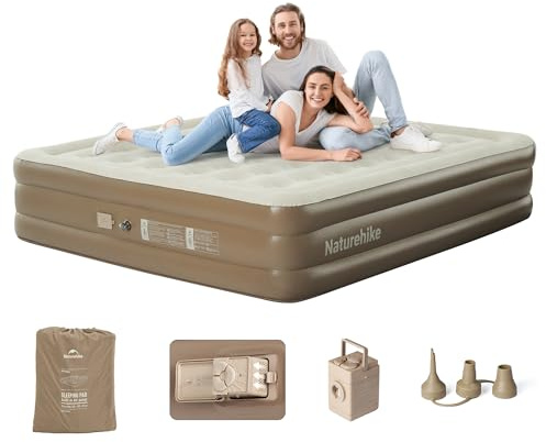 Naturehike Luftmatratze 3 Personen, Selbstaufblasend mit integrierter Akkupumpe, Aufblasbares Gästebett 45 cm Höhe, Bequem & Leicht, Für Camping, Outdoor und Zuhause