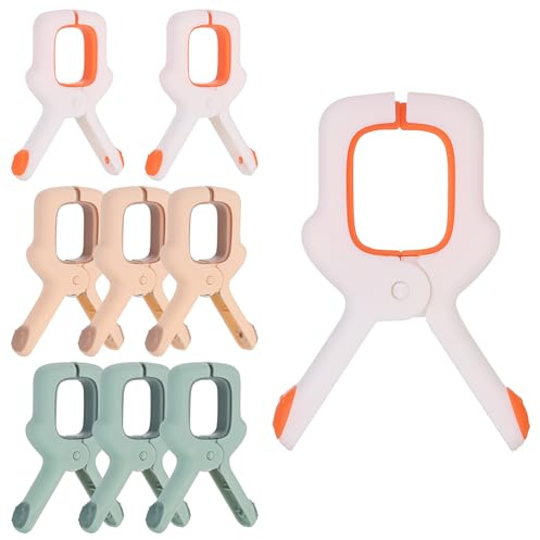 Zourglow 9 Pcs Pinces à Serviette de Plage, Grosse, Forte Prise | Pince à Linge antidérapantes, Anti-Vent pour Chaises Longues, Transats, Draps, Vêtements et Nappes - 3 Couleurs