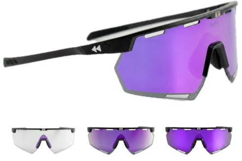 DACHS Carbon Photochrome Fahrrad-Sonnenbrille, selbsttönende UV400-Gläser, ultraleicht, 24 g, Carbon-Arme