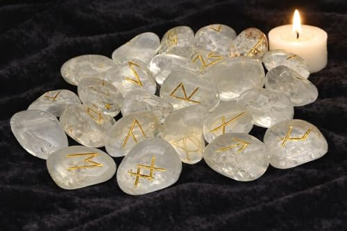 whitewhale Amethyst Runen Steine Trommelstein Gravur Schriftzug Crystal Set Healing Chakra Reiki, kristall
