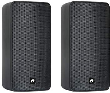 OMNITRONIC ODP-206T Installationslautsprecher 100V schwarz 2x | 2 wetterfeste 6-Wandlautsprecher mit Halterung, 20/40/80 W RMS