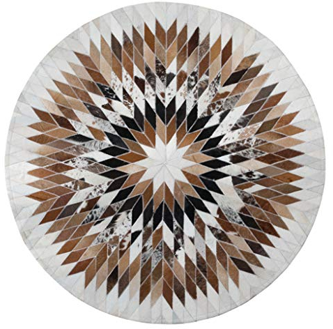 Kuhfell Teppich Patchwork Luxuriöse Villa Wohnzimmer Kinderzimmer Rund Teppich Läufer Schlafzimmer Küche Handgenähtes Leder Teppich Anti rutsch unterlage