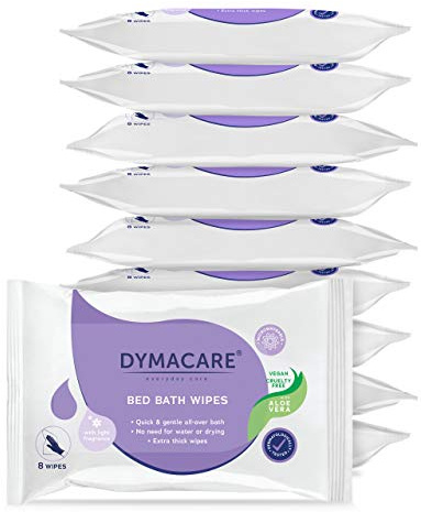 Dymacare Feuchte Hautreinigungstücher Parfümiert | Große, Weiche Feuchtreinigungstücher Für Die Ganzkörperwaschung | Mit Pflegender Aloe Vera (10 Packungen)