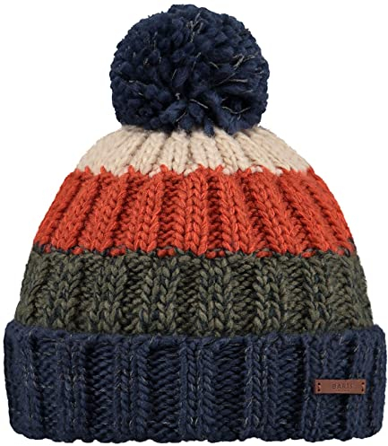 Barts Strickmütze Wilhelm gestreifte Männermütze mit Bommel 0856 Blue 04