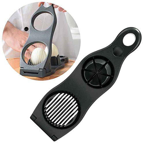 DUBENS 2 in 1 Egg Slicer, Boiled Egg Slicer, Dual Head Press Type Fruit Slicer Safe Home Stainless Cooking Tools Restaurant Egg Cutter For Kitchen Stainless Steel Steel