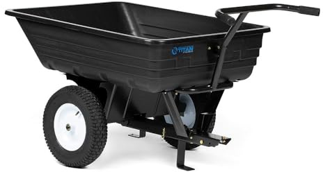 Titan Attachments 650 LB (10 Cu. Ft.) Economy Tow-Behind Poly Dump Cart for Lawn