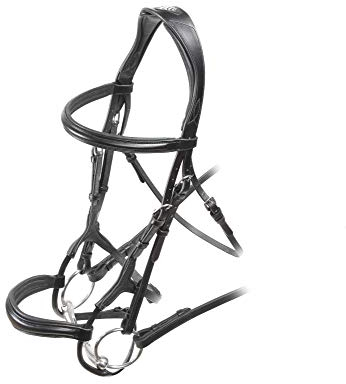Shires Velociti Kappzaum, gerollt, gepolstert, Schwarz