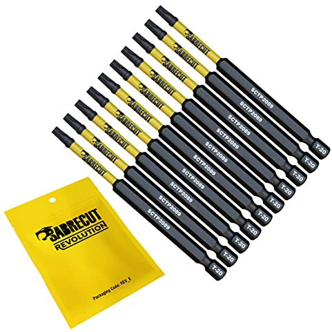 10 x SabreCut SCTP2089_10 89 mm T20 TX20 Torx Inviolable Sécurité Tournevis à Impact Magnétique Embouts de Tournevis Heavy Duty Compatible avec Dewalt Milwaukee Bosch Makita et plus