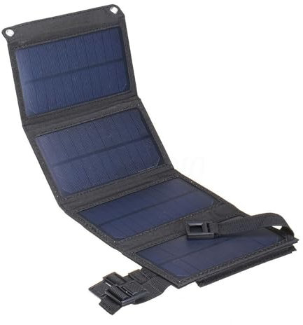 Solar Charger Folding Solar Panel Power Bank with USB Port Portable Solar Panels Compatible with Mobile Phone Solar Panel for Camping with 2 Buckles Outdoor Solar Charger Water Proofing