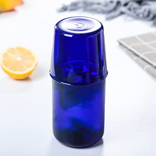 Ecoodisk Class Bedside Night Bottle Kettle & Tumbler Glass Juego de Vidrio de 450 ml Botella de Agua Glass Glass Juice Bebida,Azul