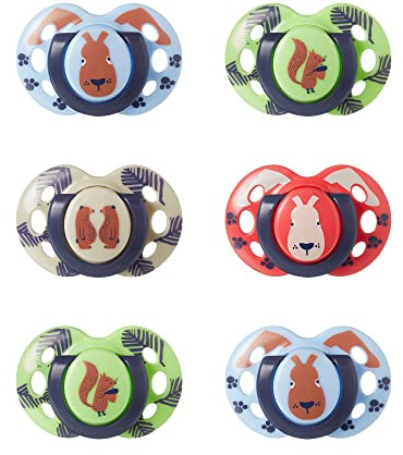 Tommee Tippee Fun Style Beruhigungssauger, Symmetrische Kiefergerechte Form, BPA-freies Silikon, 18-36M, 6er-Set, 433552