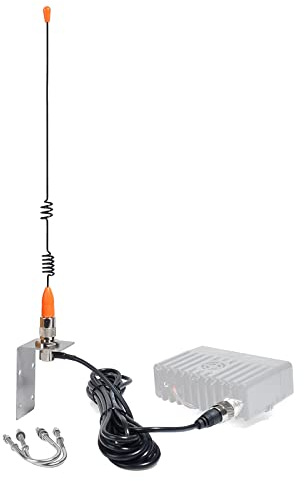 HYSHIKRA VHF Antenne de Bateau, 156-163 MHz avec câble coaxial RG58 de 5 m et Support de Garde-Boue en Forme de L pour Bateau Maritime, Yacht, Radio Mobile
