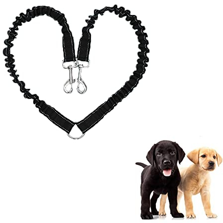 JVHLOV Hundeleine für 2 Hunde, Doppelleine Verstellbar 360°Drehbar Hundeleine, Double Dog Doppelleine Gehen Trainer Leine für Zwei Hunde, für kleine, Mittlere und Große Hunde Schwarz