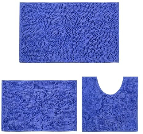 DTXDTech Juego de 3 Alfombrillas de Baño Antideslizantes - Chenilla 20 x 32, 16 x 24 y 20 x 20 Pulgadas en Forma de U - Suave y Absorbente para Baño, Dormitorio