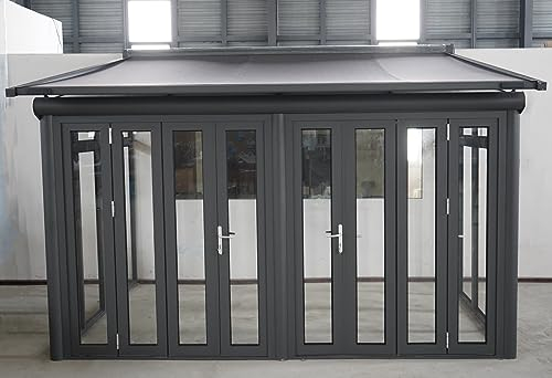 Arilco Terrassenüberdachung | Wintergarten | Inklusive Seitenwände mit Frontschiebertüren | Neu | 12mm VSG-Glas | 3m x 3,5m…