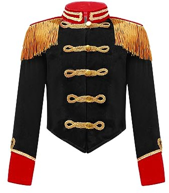 Msemis Flickor, cirkusdirektör, kostym, barn, tofsar, frack, jacka, långärmad, domptör, rock, blazer, halloween, karneval, maskerad, svart, 170