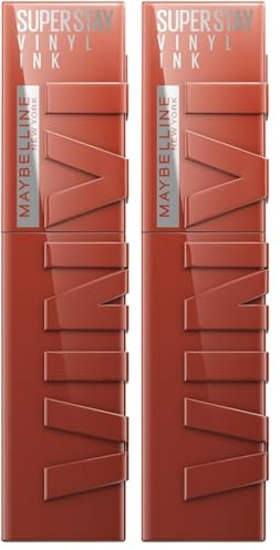Maybelline New York Lip Colour, Smudge-free, Long Lasting up to 16h, Liquid Lipstick, Shine Finish, SuperStay Vinyl Ink, 130 Extra (Pack of 2)