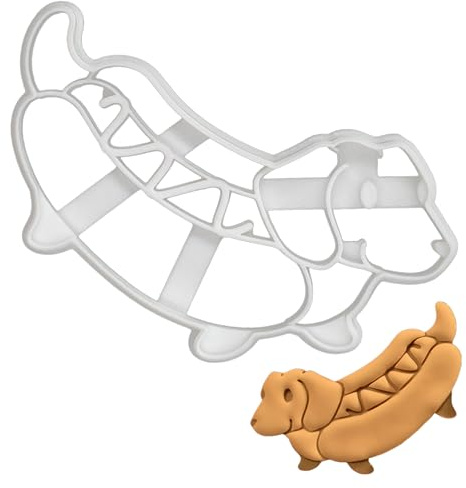 BAKERLOGY Wursthund Ausstechform (Formen: Dachshund) - Detailliertes Keksausstecher-Design zum Backen und Basteln, ideal für Fondant, Teig, Ton