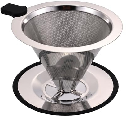 Pour Over Coffee Dripper, Stainless Steel Metal Cone Drip Coffee Filter, Paperless and Permanently Reusable, Eco-Friendly Metal Mesh Coffee,Cleaning Easy,Coffee and Tea Filter for 1-2 Cup