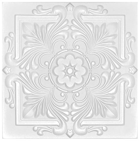 I K H E Malarka 3D Paneele, Polystyrol Paneele, Deckenpaneele, 3D Wandpaneele, Dekoren, Decken - Wandverkleidung, 3mm dick - 50x50cm / ‎‎2m² - 8 Stück (08110)