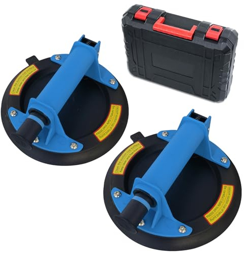 Ventosa in vetro per sollevare vetro/granito/piastrelle, 20,3 cm, capacità di carico 148,3 kg, resistente, per spostare vetri, granito, piastrelle, finestre, blu, confezione da 2