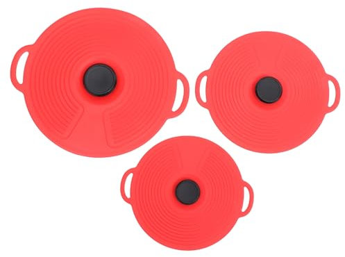 OKUMEYR Küchenzubehör 3st Küchenversorgung Spritzdeckel Der Pfanne Silikonfett-spritzschutz Bratspritzschutz Bratpfannenölsieb Wiederverwendbare Universal- Kieselgel Rot Wohnaccessoire